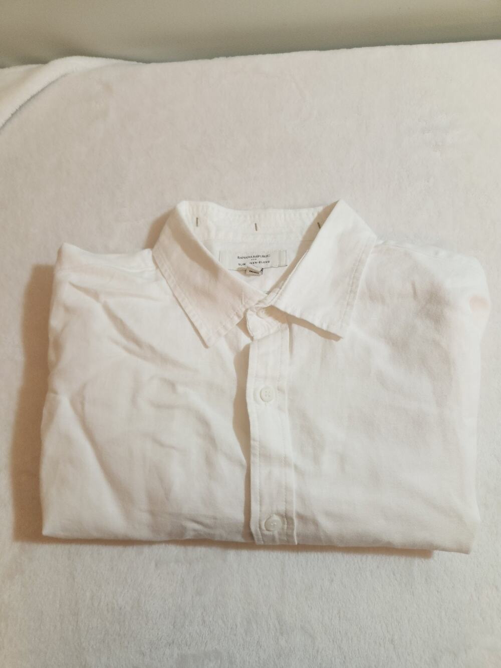 Banana Republic Linen Blend Shirt Mens Large White Short Sleeve Boho Hippie
